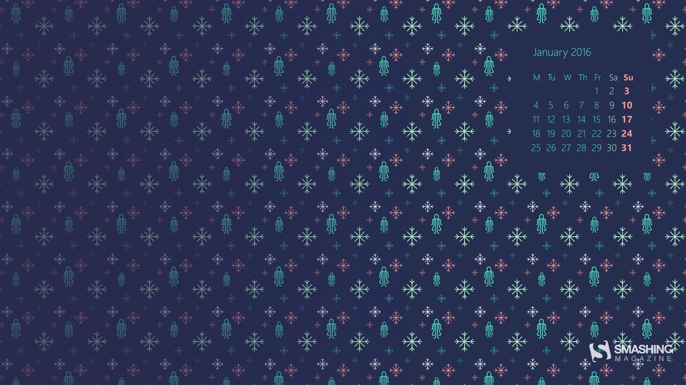 January 2016 calendar wallpaper (2) #15 - 1366x768