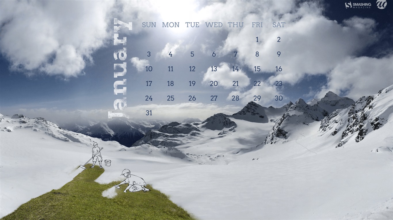 Januar 2016 Kalender Wallpaper (2) #18 - 1366x768