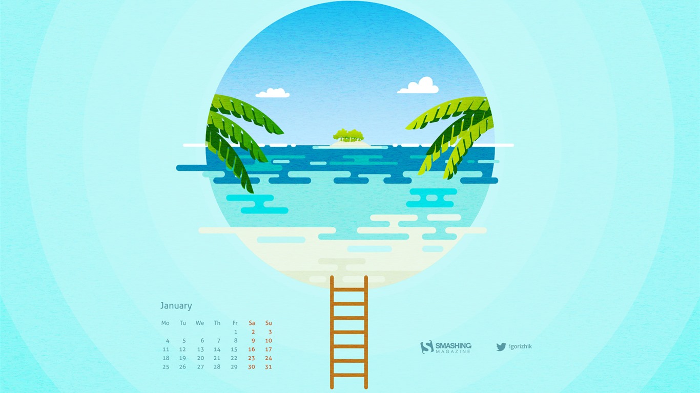 Januar 2016 Kalender Wallpaper (2) #19 - 1366x768