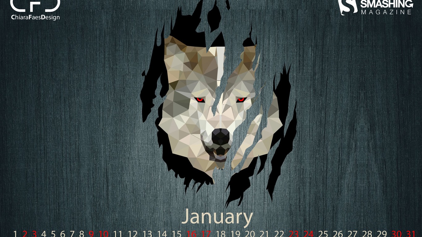 Januar 2016 Kalender Wallpaper (2) #20 - 1366x768