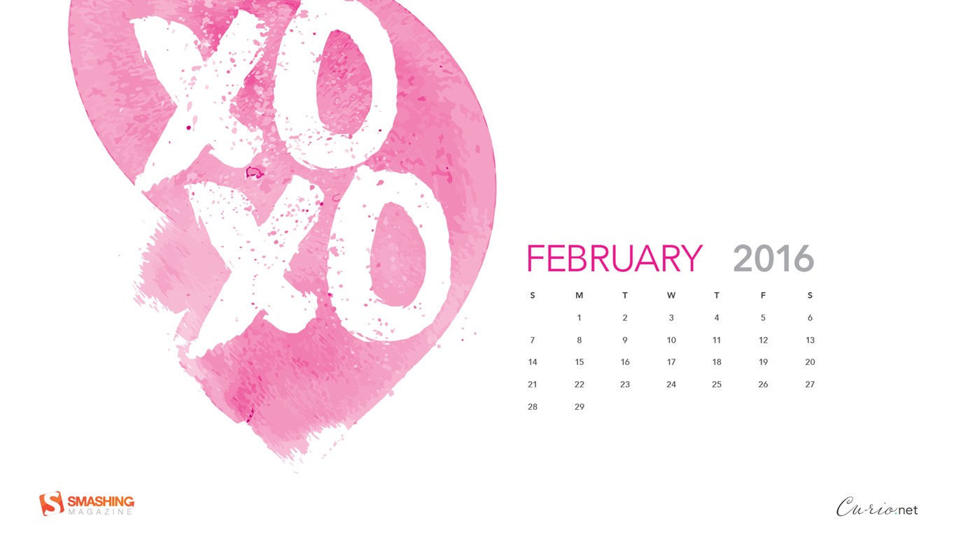 2016年2月 月曆壁紙(二) #3 - 1366x768