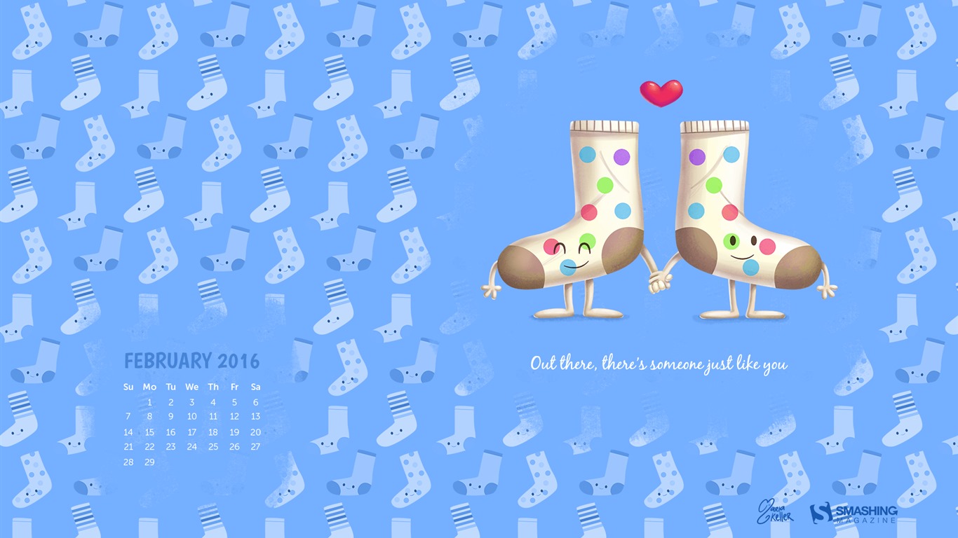 Februar 2016 Kalender Wallpaper (2) #10 - 1366x768