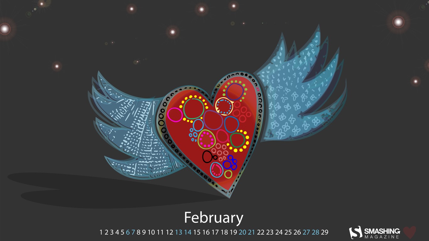 February 2016 Calendar wallpaper (2) #13 - 1366x768