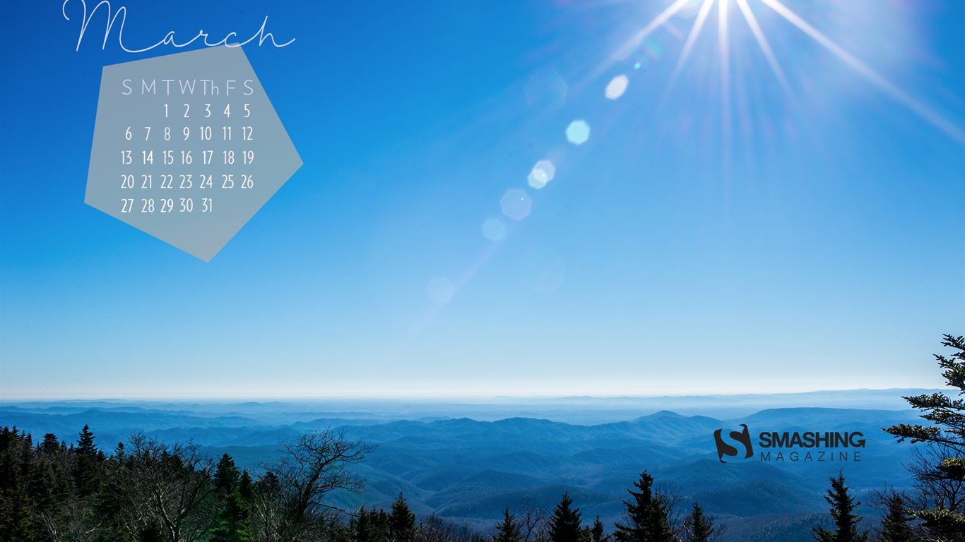 2016年3月 月曆壁紙(二) #5 - 1366x768