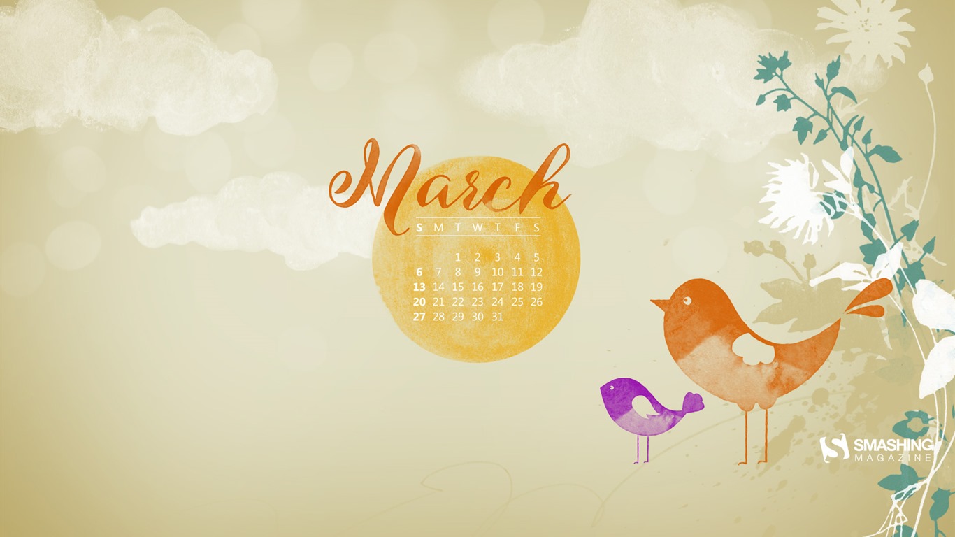 März 2016 Kalender Wallpaper (2) #11 - 1366x768