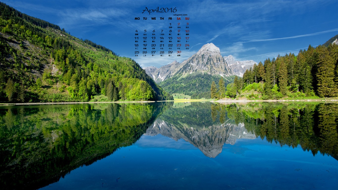 2016 April Kalender Wallpaper (1) #7 - 1366x768