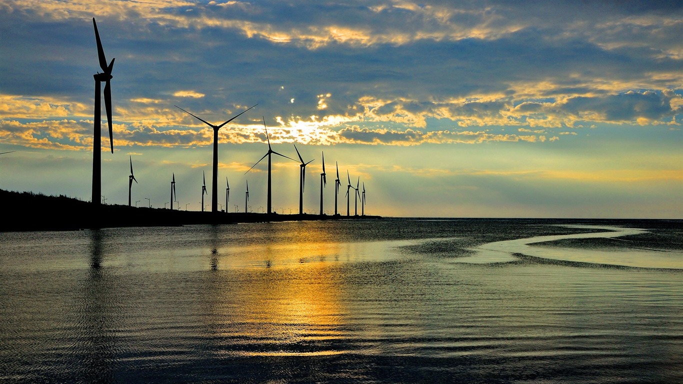 Taiwan Gaomei wetlands sunset HD Wallpapers #2 - 1366x768