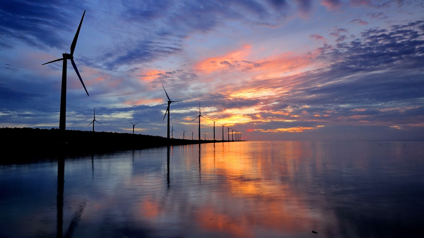 台灣高美濕地 日落美景 高清壁紙 #4 - 1366x768
