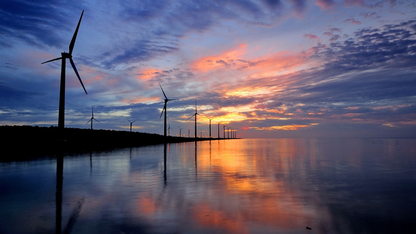 Taiwan Gaomei wetlands sunset HD Wallpapers #4 - 1366x768