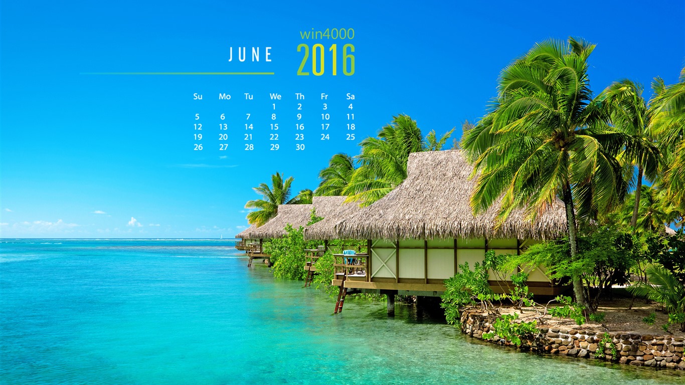 Juni 2016 Kalender Wallpaper (1) #1 - 1366x768