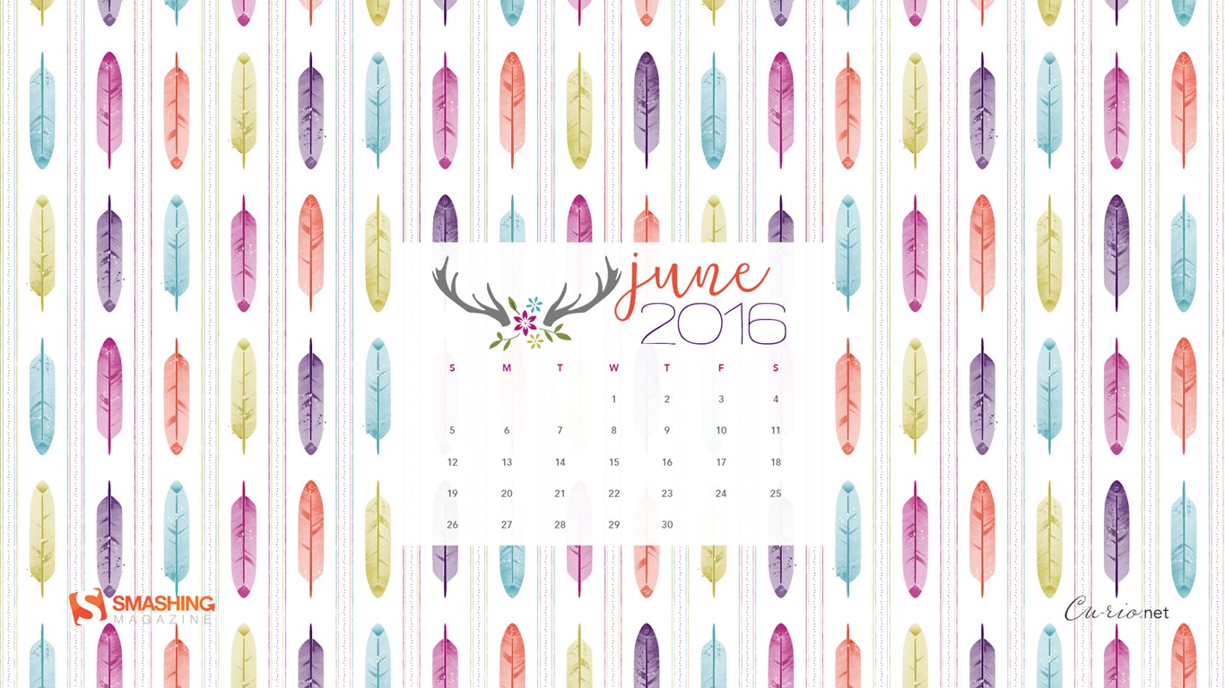 Juin 2016 calendrier fond d'écran (2) #10 - 1366x768