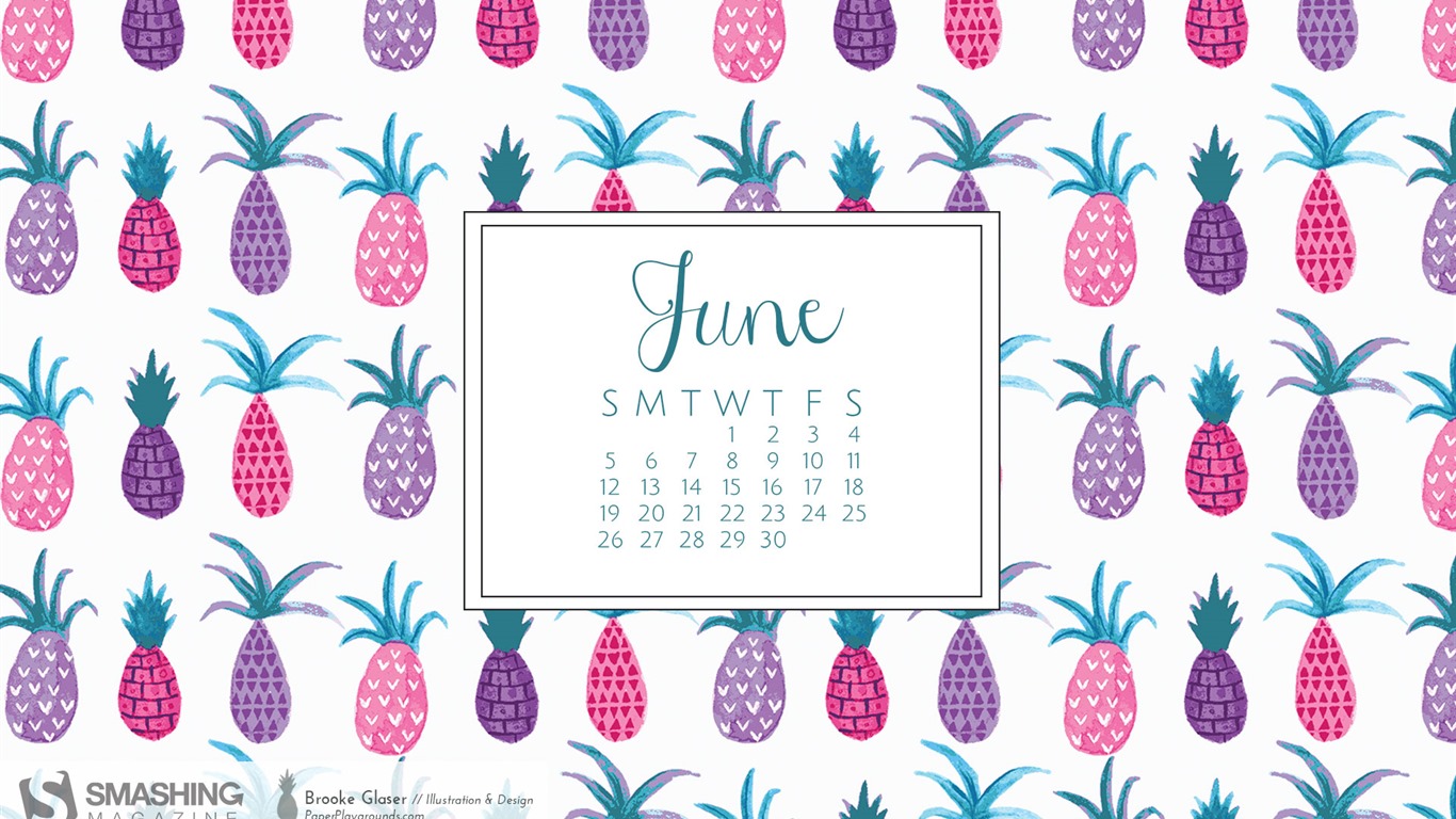 Juin 2016 calendrier fond d'écran (2) #15 - 1366x768