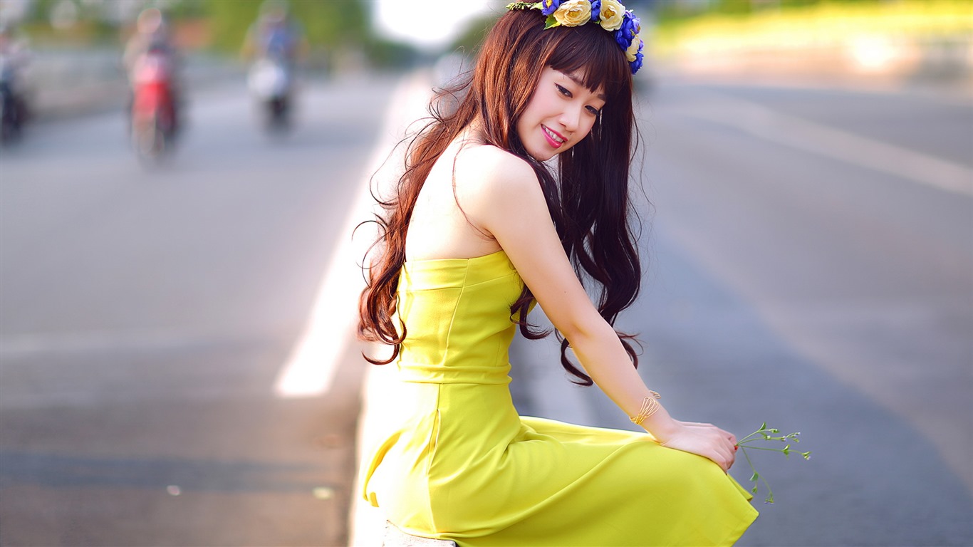 순수하고 사랑스러운 젊은 아시아 여자의 HD 월페이퍼 컬렉션 (2) #27 - 1366x768