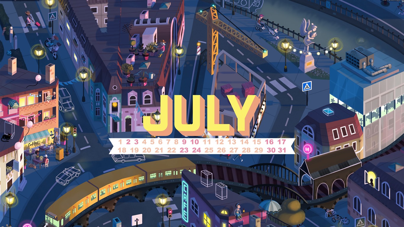 July 2016 calendar wallpaper (1) #1 - 1366x768