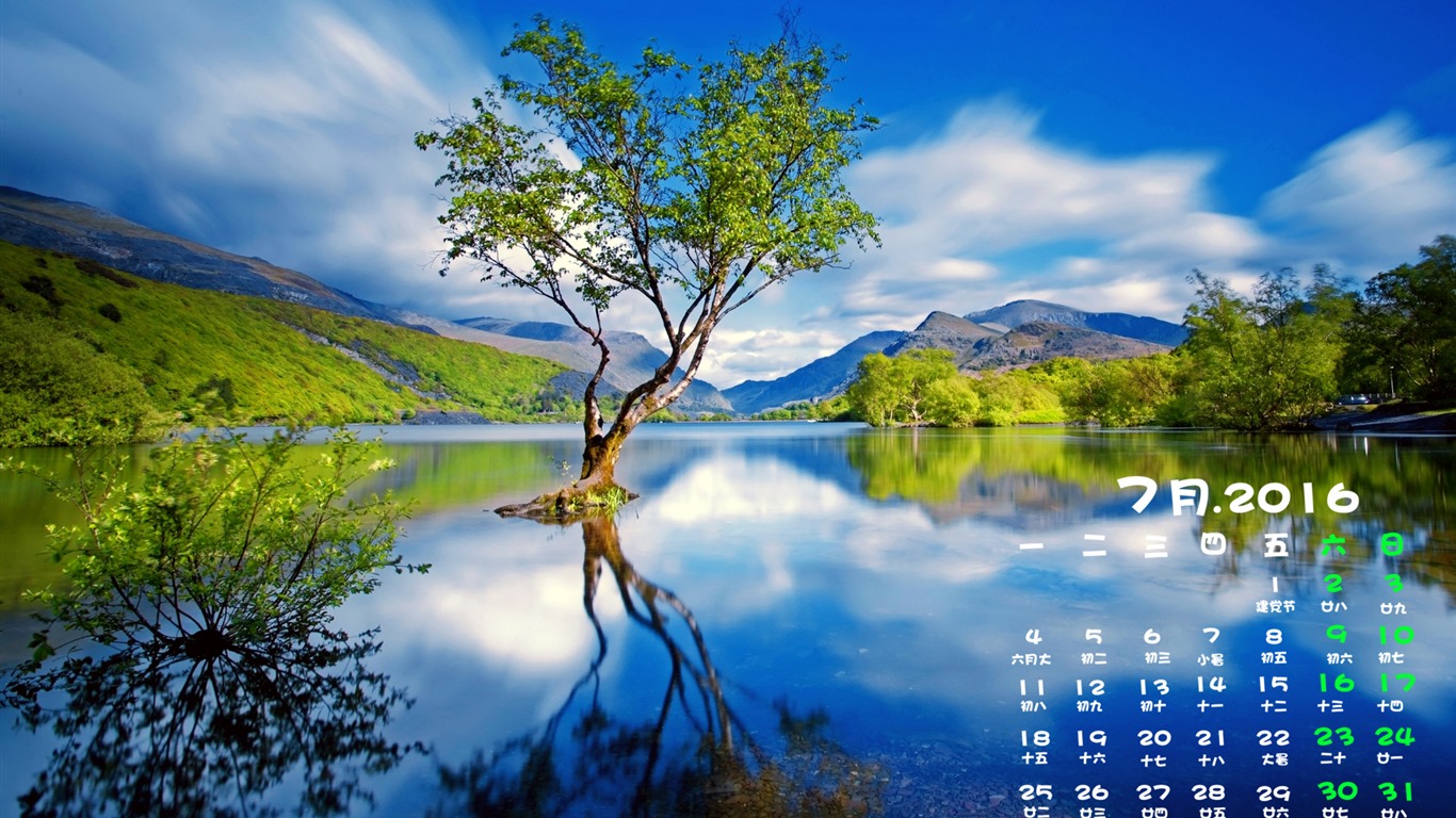 Juli 2016 Kalender Wallpaper (1) #9 - 1366x768