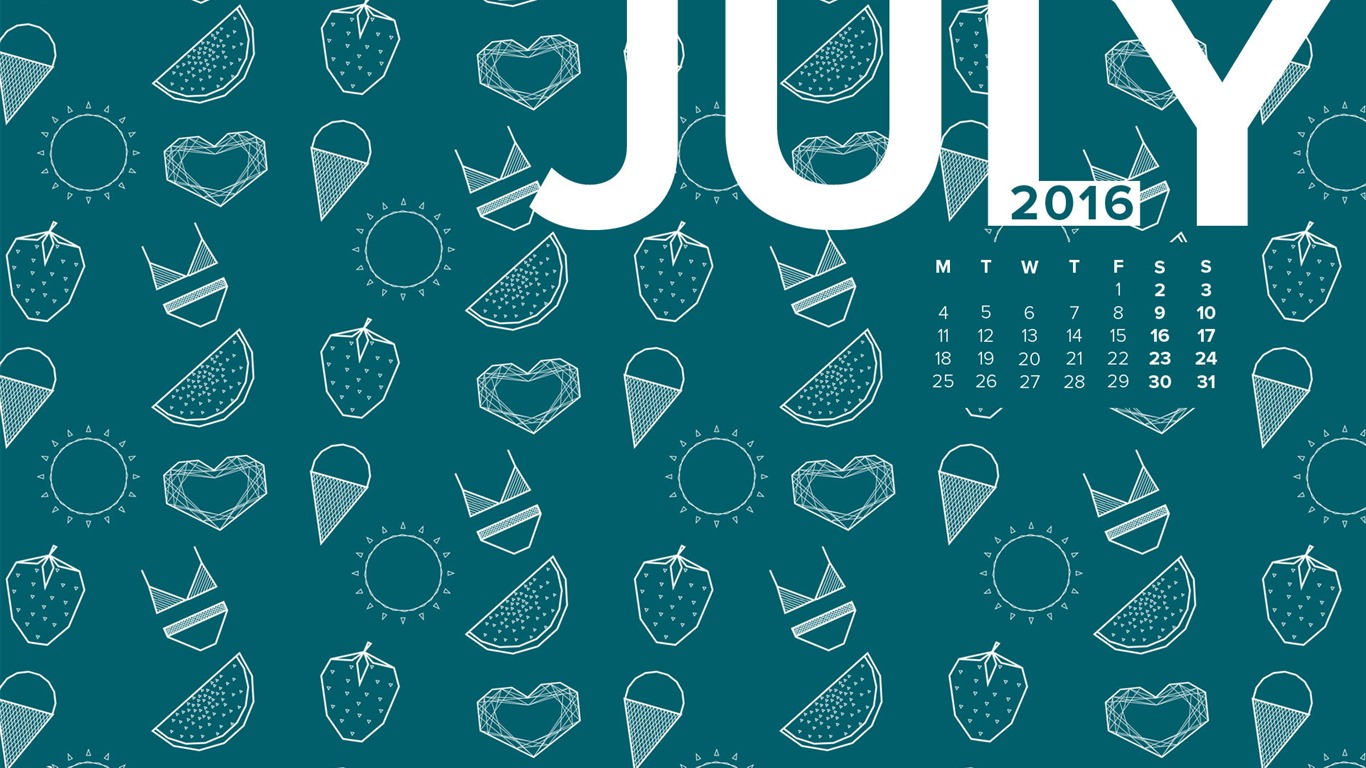 Juillet 2016 calendrier fond d'écran (2) #7 - 1366x768