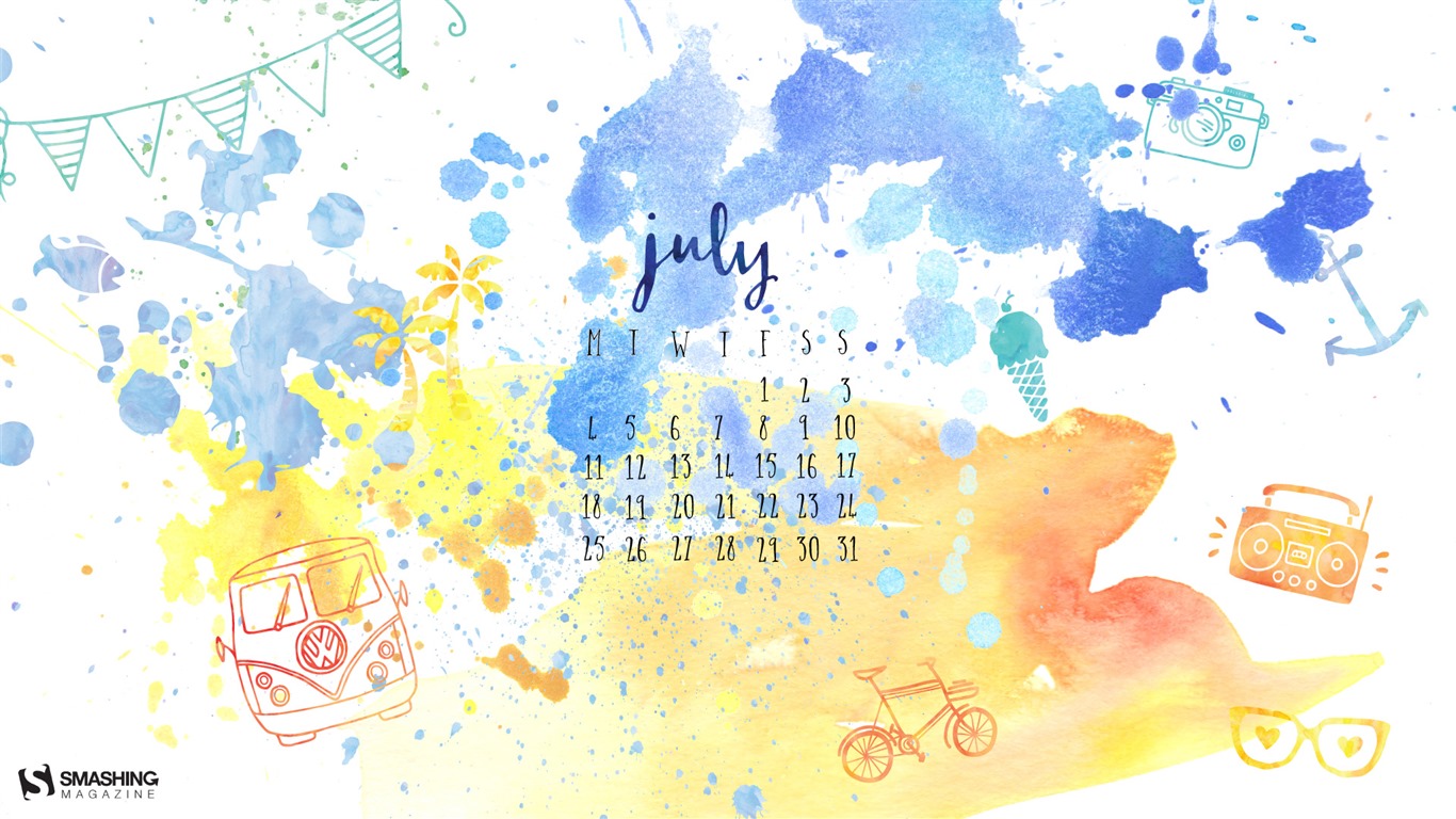 Juli 2016 Kalender Wallpaper (2) #11 - 1366x768