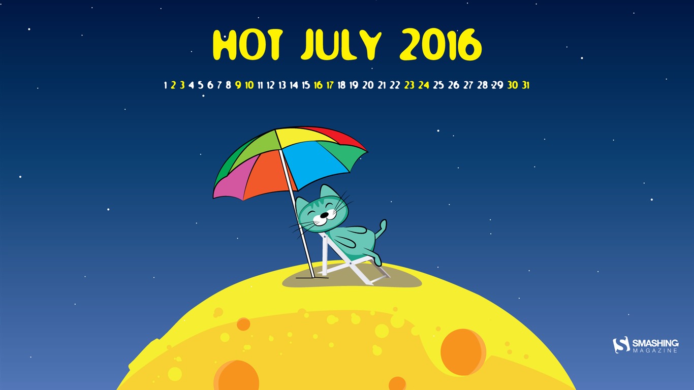 Juillet 2016 calendrier fond d'écran (2) #19 - 1366x768