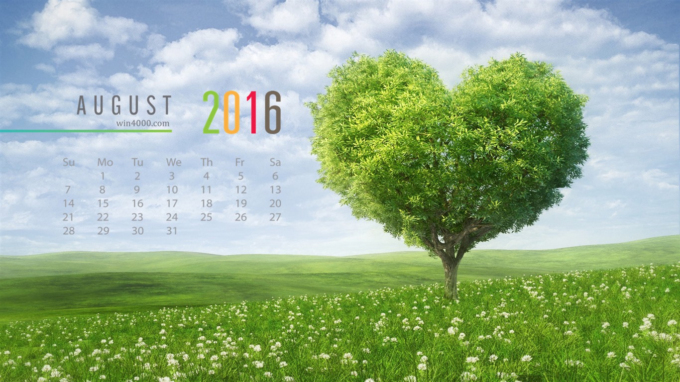 2016年8月 日曆壁紙(一) #3 - 1366x768