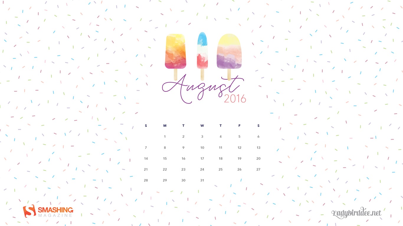 August 2016 Kalender Wallpaper (2) #8 - 1366x768