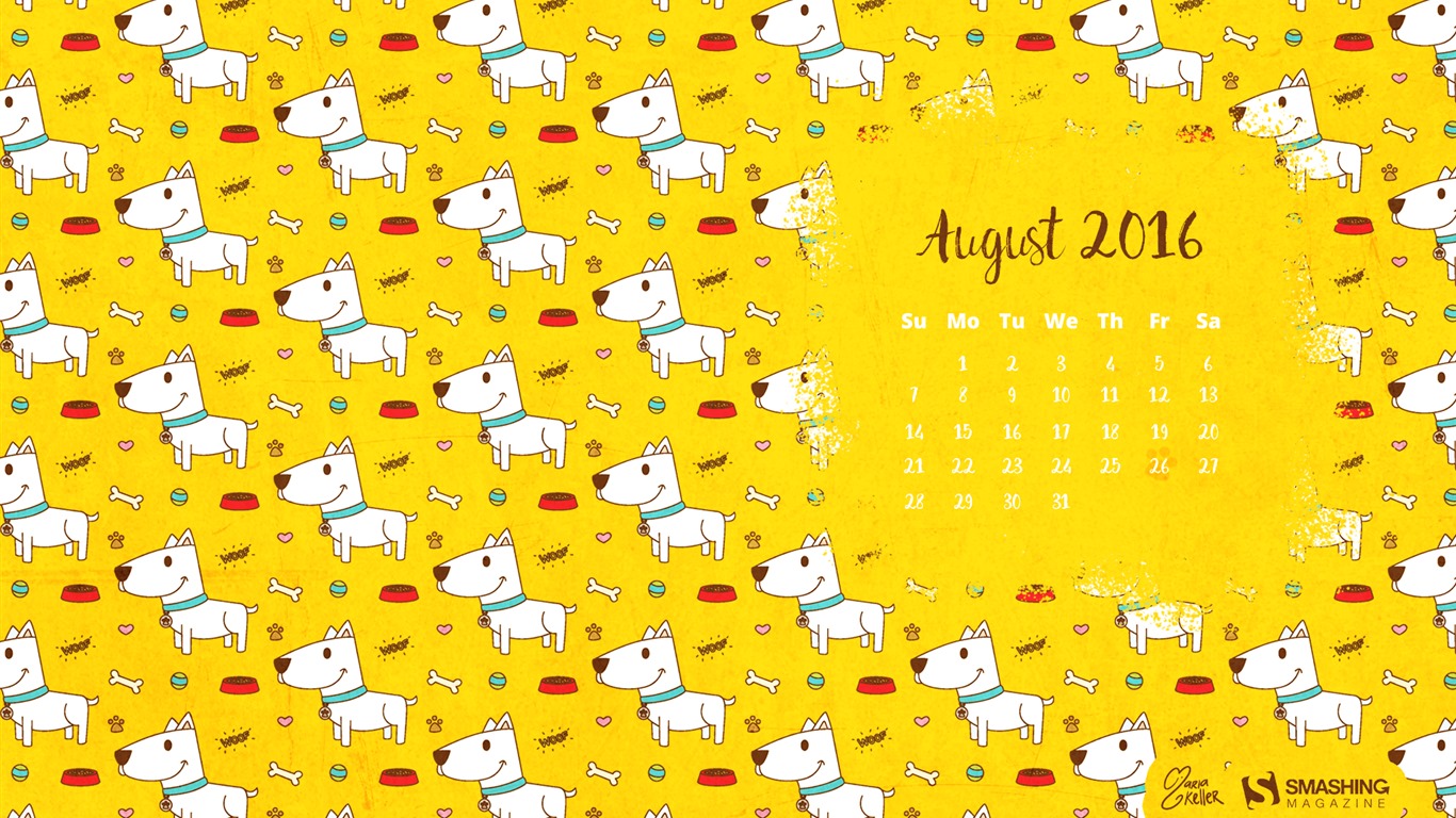 August 2016 Kalender Wallpaper (2) #9 - 1366x768