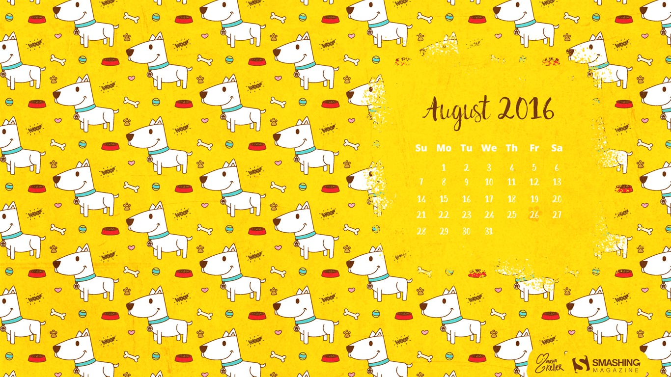 2016年8月 月历壁纸(二)9 - 1366x768