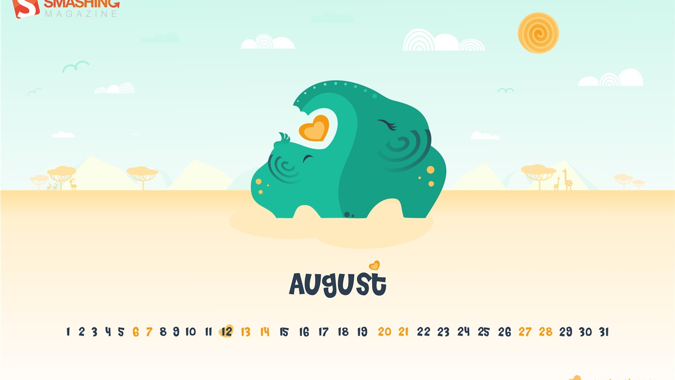 2016年8月 日曆壁紙(二) #10 - 1366x768