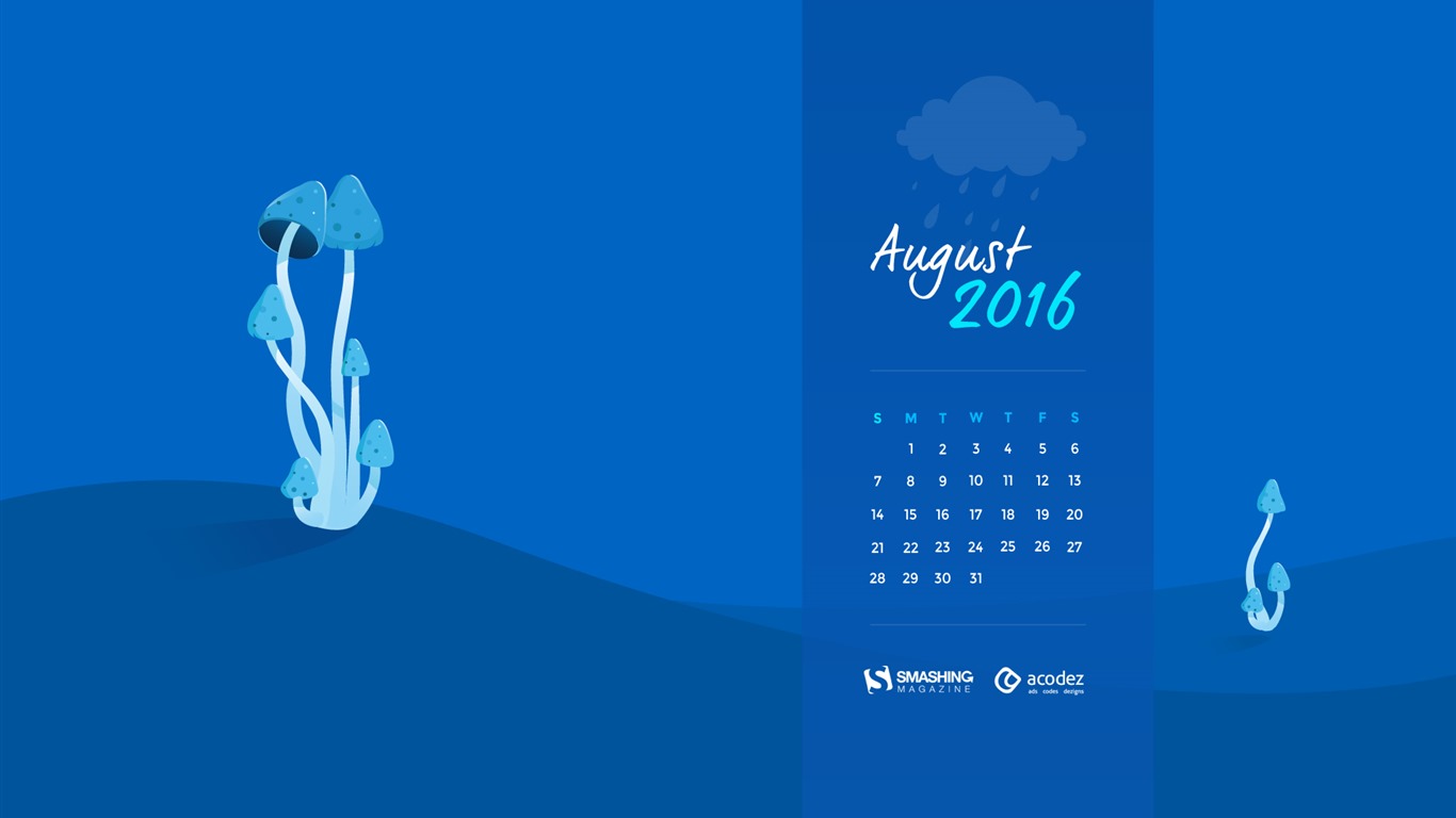 August 2016 Kalender Wallpaper (2) #15 - 1366x768