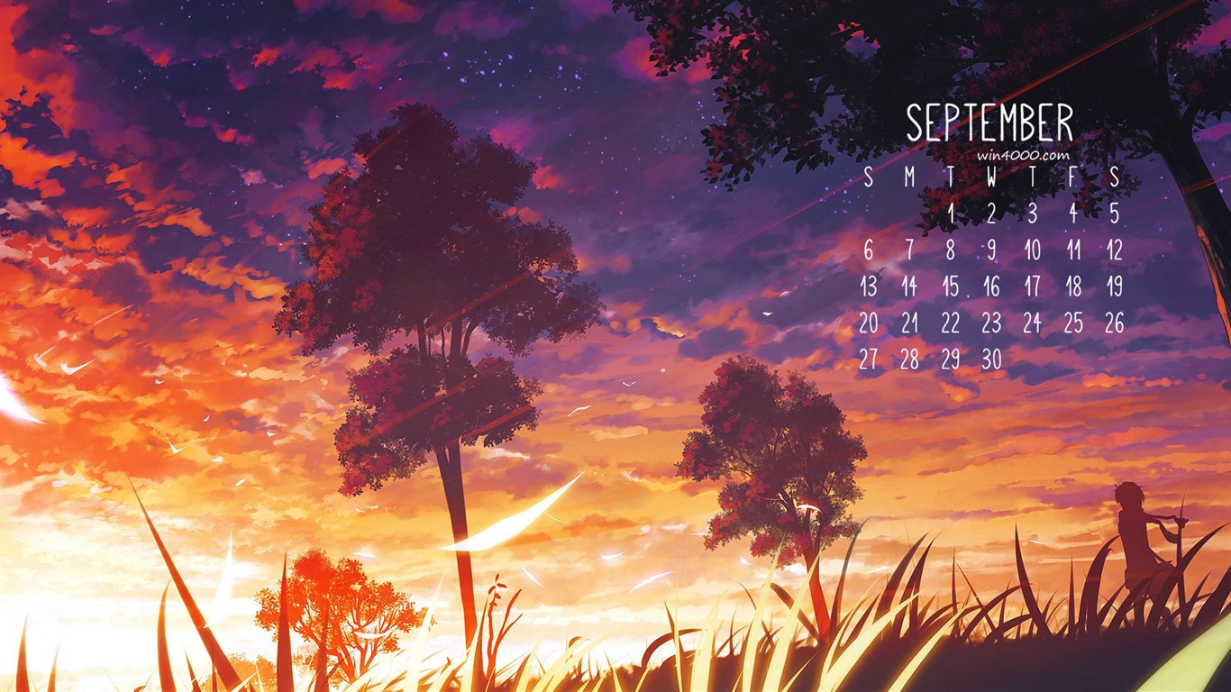 2016年9月 月曆壁紙(一) #3 - 1366x768