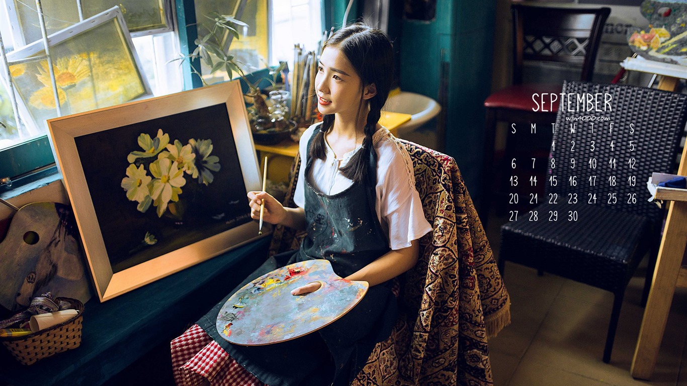 2016年9月 月曆壁紙(一) #16 - 1366x768