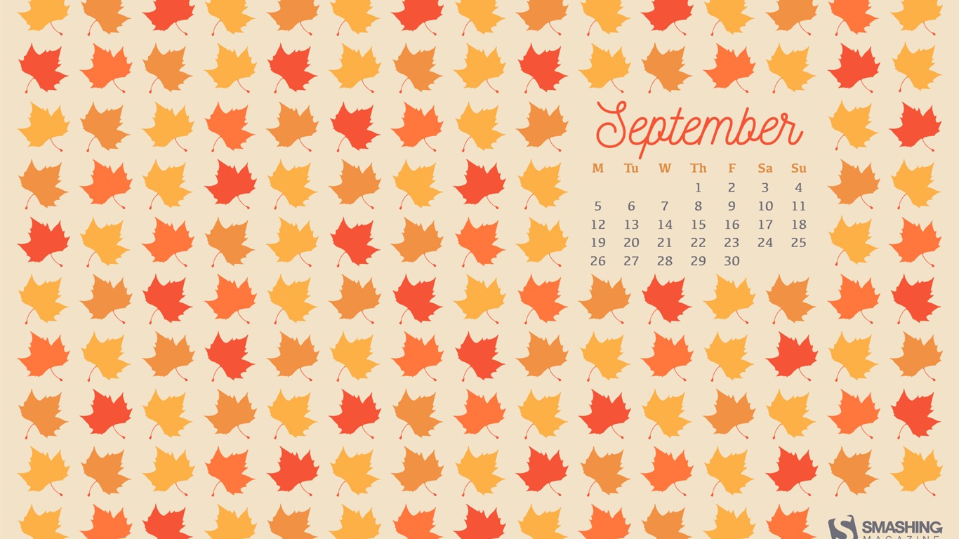 September 2016 Kalender Wallpaper (2) #9 - 1366x768