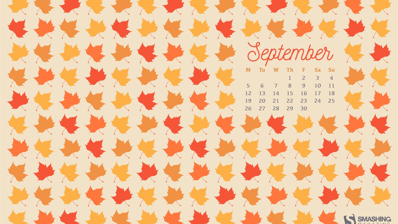 2016年9月 月曆壁紙(二) #9 - 1366x768