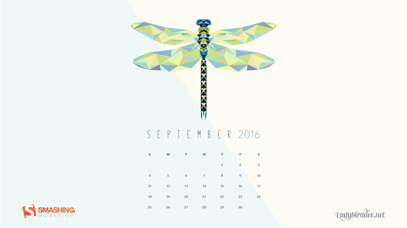 September 2016 Kalender Wallpaper (2) #14 - 1366x768