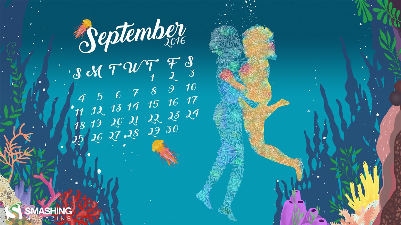 September 2016 Kalender Wallpaper (2) #19 - 1366x768