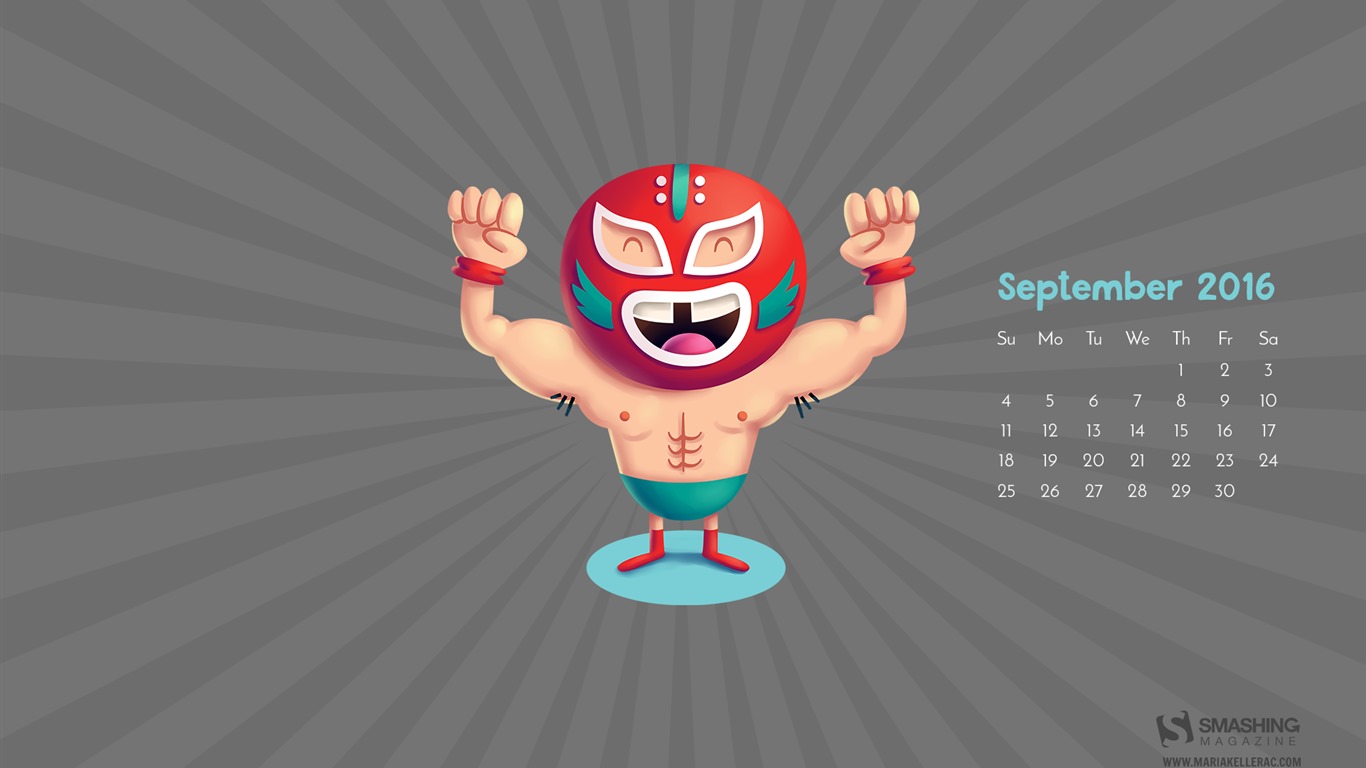 September 2016 Kalender Wallpaper (2) #20 - 1366x768