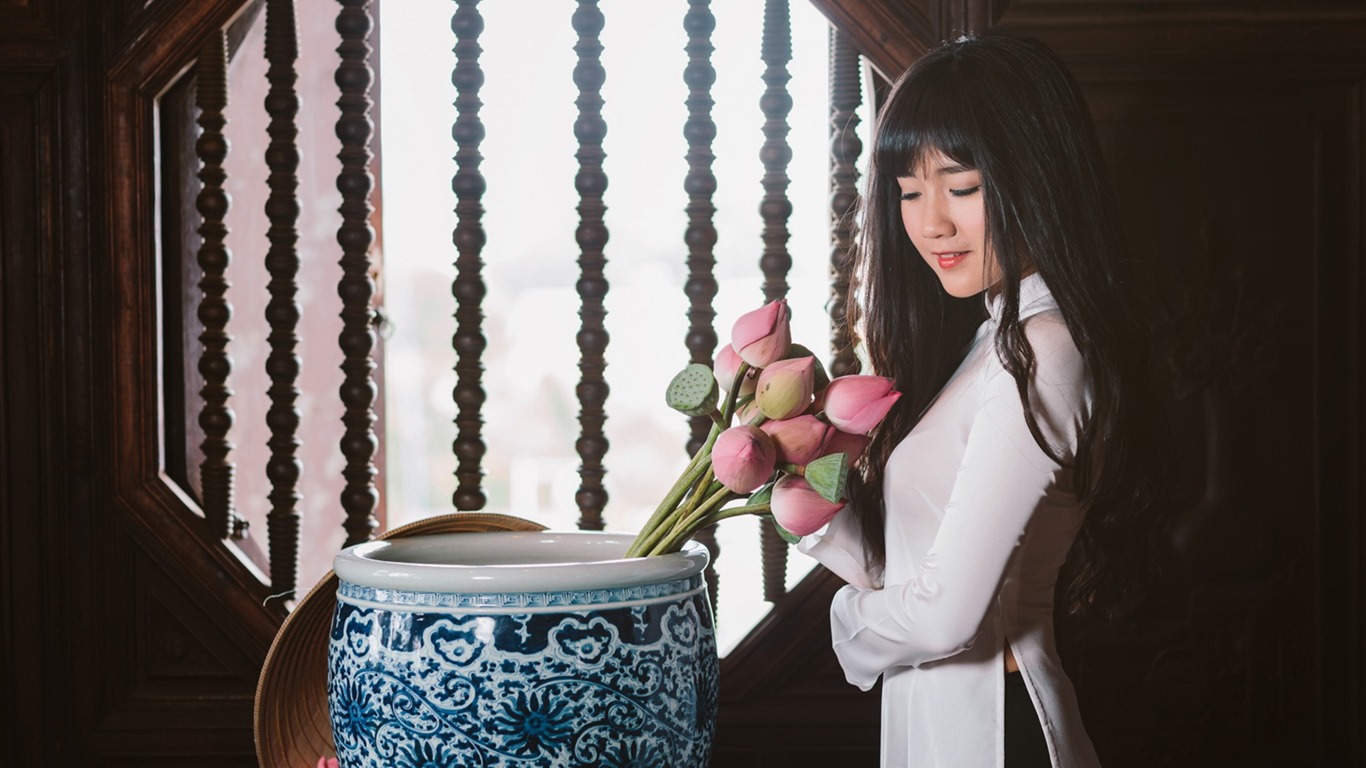 清純可愛年輕的亞洲女孩 高清壁紙合集(四) #40 - 1366x768