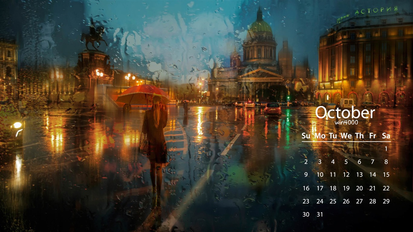 De octubre de el año 2016 fondo de pantalla de calendario (1) #4 - 1366x768