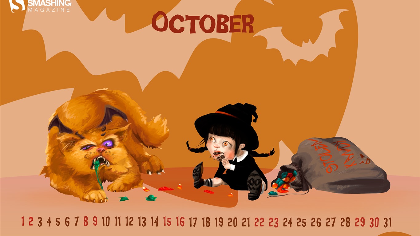 October 2016 calendar wallpaper (2) #14 - 1366x768