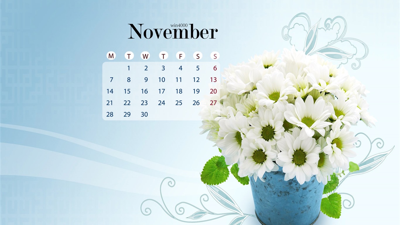 November 2016 calendar wallpaper (1) #7 - 1366x768