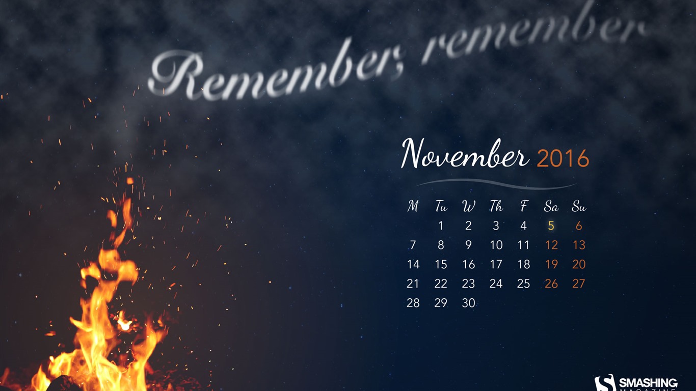 November 2016 calendar wallpaper (2) #17 - 1366x768