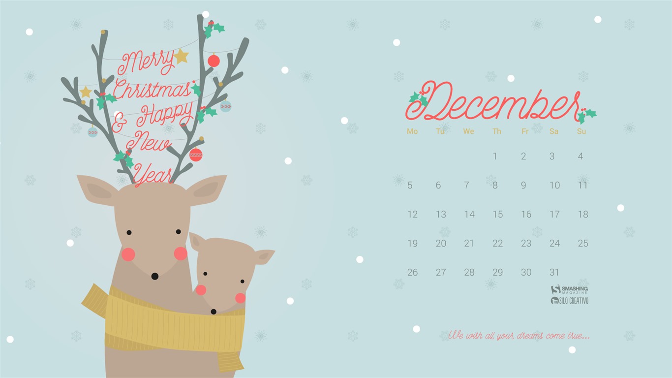 2016年12月 聖誕主題月曆壁紙(一) #10 - 1366x768