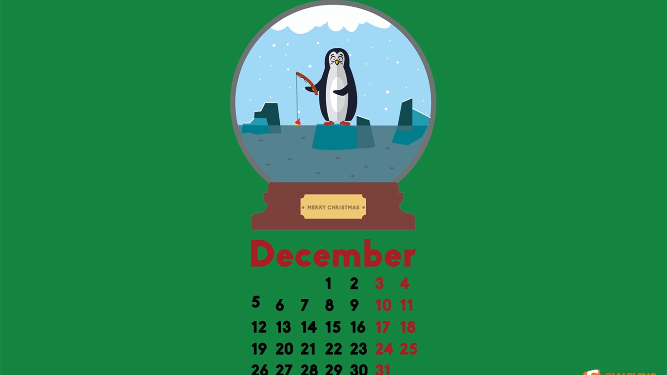 December 2016 Christmas theme calendar wallpaper (2) #8 - 1366x768
