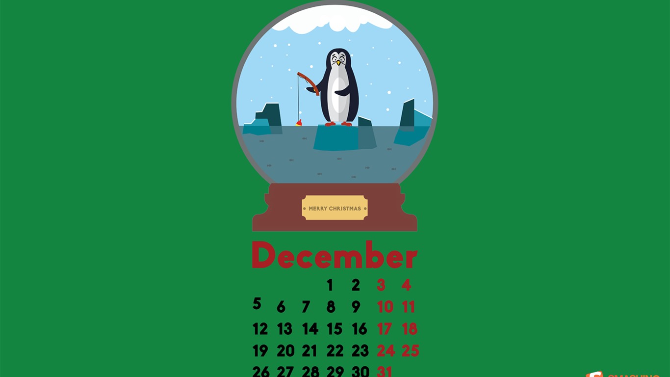 2016年12月 聖誕主題月曆壁紙(二) #8 - 1366x768
