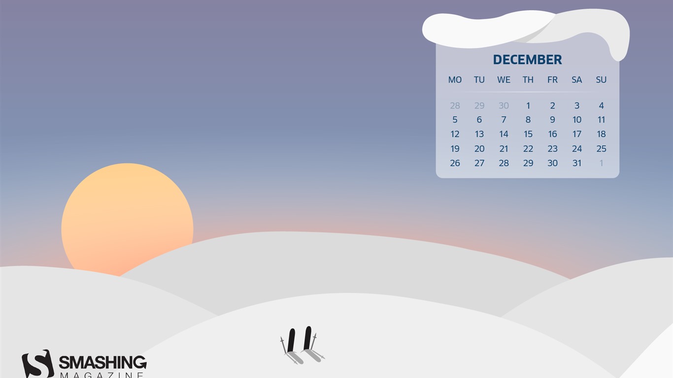 2016年12月 聖誕主題月曆壁紙(二) #14 - 1366x768