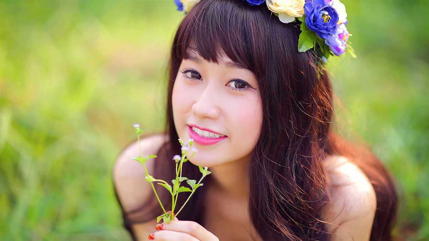 순수하고 사랑스러운 젊은 아시아 여자의 HD 월페이퍼 컬렉션 (5) #4 - 1366x768