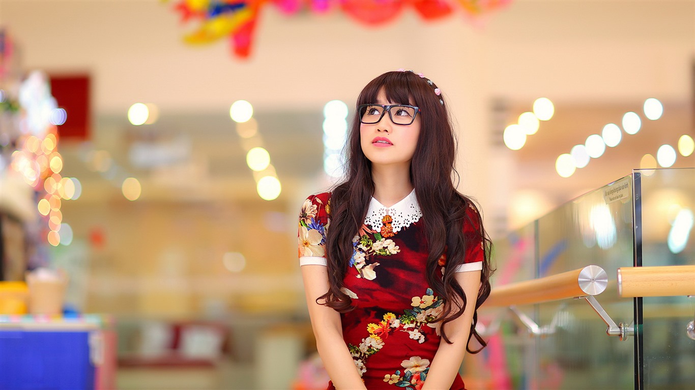 순수하고 사랑스러운 젊은 아시아 여자의 HD 월페이퍼 컬렉션 (5) #5 - 1366x768
