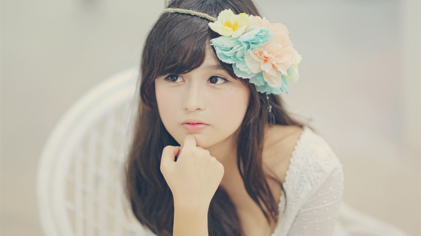 순수하고 사랑스러운 젊은 아시아 여자의 HD 월페이퍼 컬렉션 (5) #9 - 1366x768