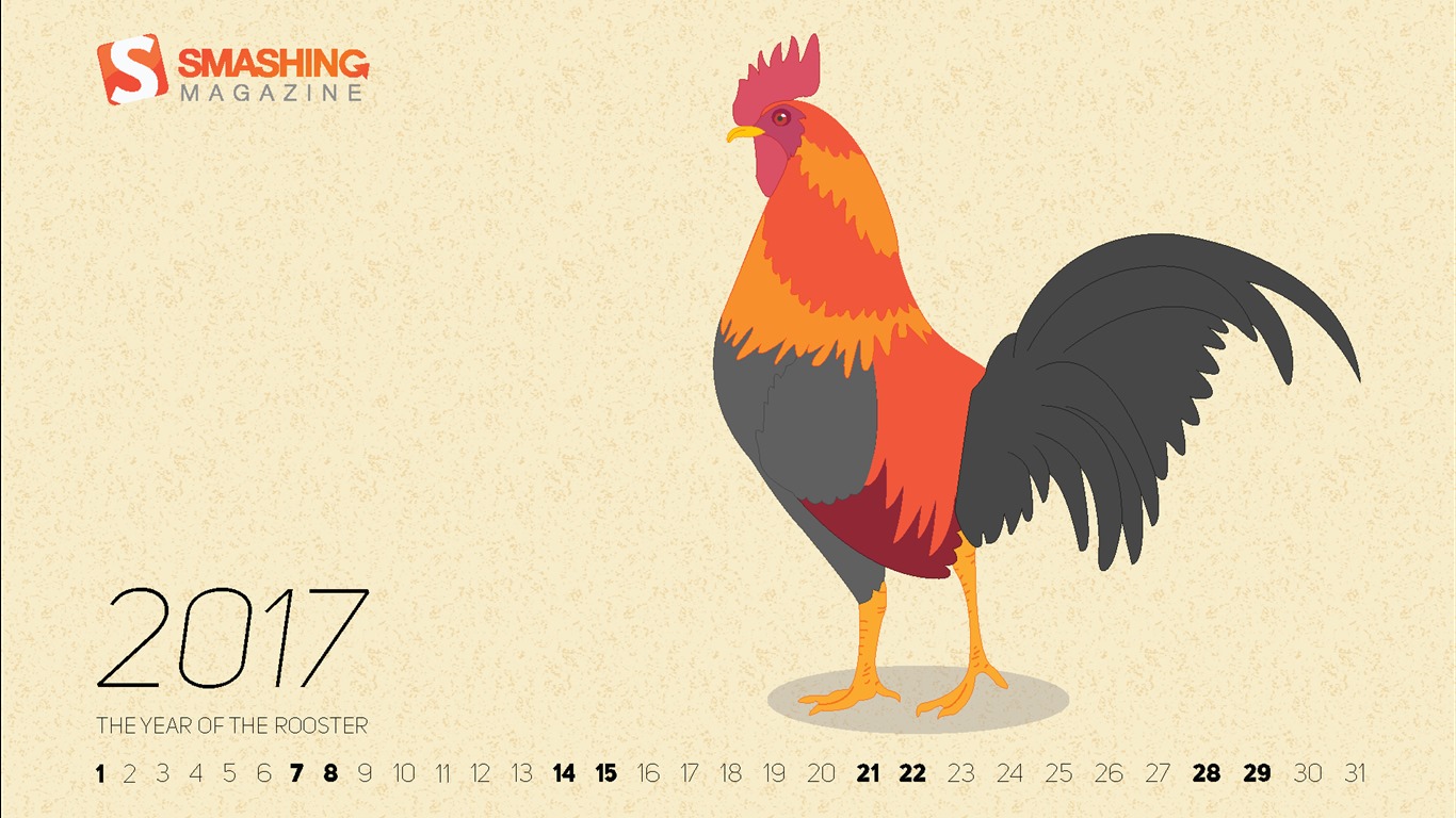 Fondos de calendario de enero de 2017 (1) #1 - 1366x768