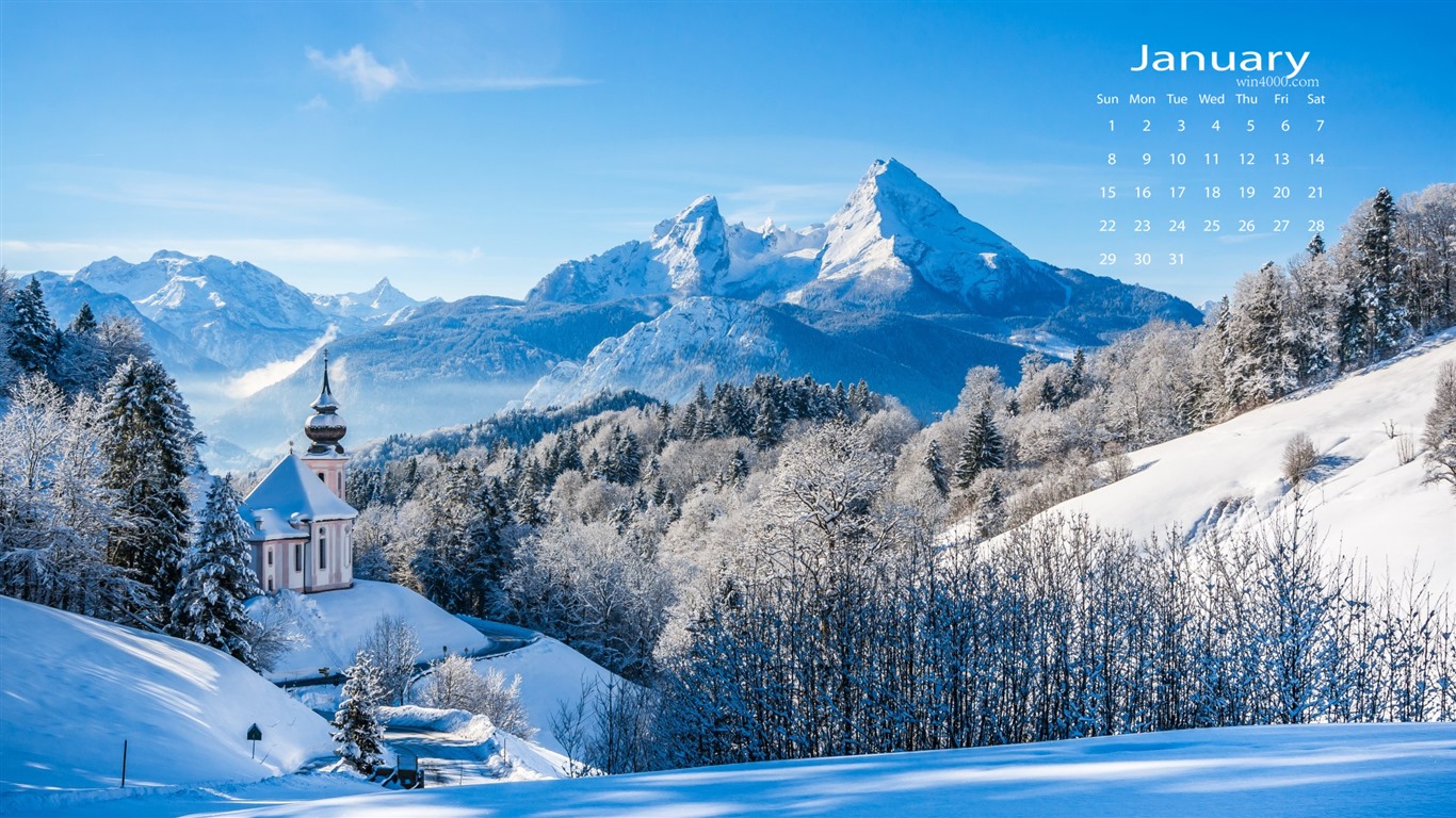 Fond d'écran janvier 2017 calendrier (1) #4 - 1366x768