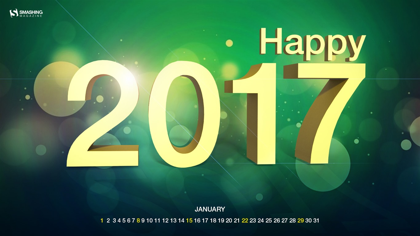 Fondos de calendario de enero de 2017 (2) #1 - 1366x768